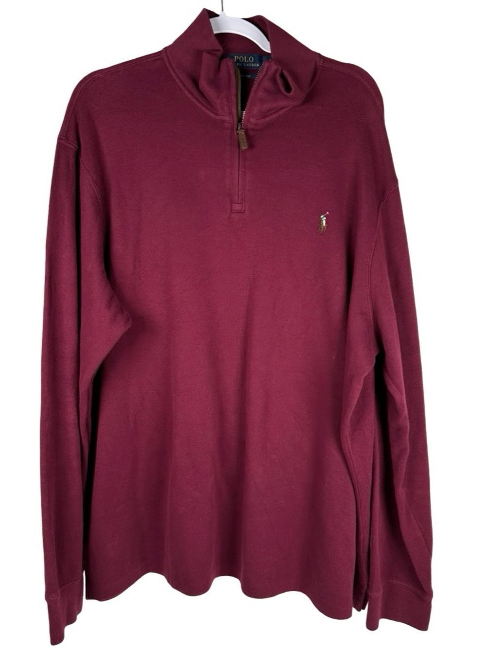 Polo Ralph Lauren Estate Rib Burgundy Red 100% Cotton 1/4 Zip Sweater Men’s XXL